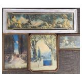 4 framed deco prints: 2 Parrish The Rubaiyat, etc- 4 framed deco prints: 2 Parrish The Rubaiyat, etc-