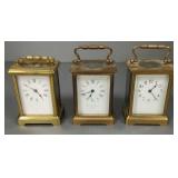 3 antique French carriage clocks: approx  4"H 3"W 3 antique French carriage clocks: approx  4"H 3"W