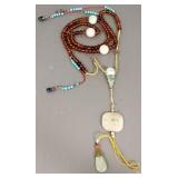 Vintage strand of prayer beads incl jade, amber, Vintage strand of prayer beads incl jade, amber,