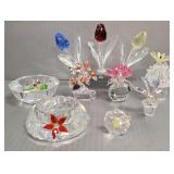 10 Swarovski crystal flower figures, etc incl tea 10 Swarovski crystal flower figures, etc incl tea