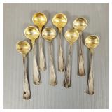 8 sterling silver Gorham Etruscan salt spoons: 8 sterling silver Gorham Etruscan salt spoons:
