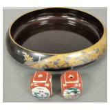 Fine lacquer shallow bowl & 2 Fuchin Fine lacquer shallow bowl & 2 Fuchin