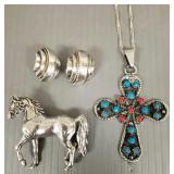 3 pcs sterling silver jewelry pcs: Southwest style 3 pcs sterling silver jewelry pcs: Southwest style