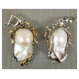 Lg pr. sterling silver earrings s/w Lg baroque Lg pr. sterling silver earrings s/w Lg baroque