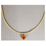 14k gold necklace & citrine pendant: 5.9g, 18"L 14k gold necklace & citrine pendant: 5.9g, 18"L