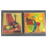 2 framed oil on canvas still life paintings: 2 framed oil on canvas still life paintings: