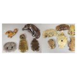 11 pcs jade & hardstone pcs: pendants, amulets, 11 pcs jade & hardstone pcs: pendants, amulets,