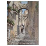 Giolini signed oil on canvas: street scene- framed Giolini signed oil on canvas: street scene- framed