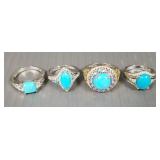 4 sterling silver rings s/w Sleeping Beauty 4 sterling silver rings s/w Sleeping Beauty