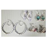 4 pr. sterling silver earrings s/w stones incl 4 pr. sterling silver earrings s/w stones incl