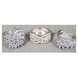 3 sterling silver rings s/w tanzanite: 2 D 3 sterling silver rings s/w tanzanite: 2 D