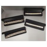 4 designer style sterling silver wide bracelets: 4 designer style sterling silver wide bracelets: