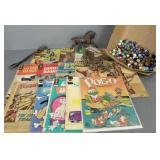 Group: cast iron toys, vintage marbles, comics, Group: cast iron toys, vintage marbles, comics,