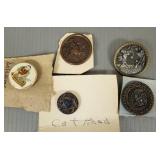 5 antique/ vintage sewing buttons: Satsuma, cat, 5 antique/ vintage sewing buttons: Satsuma, cat,