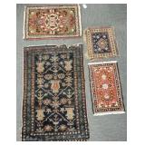 4 handmade Oriental rugs (all as seen- tears, etc) 4 handmade Oriental rugs (all as seen- tears, etc)