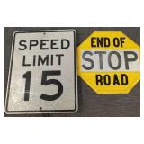 2 vintage metal road signs: 30"H 24"W the larger 2 vintage metal road signs: 30"H 24"W the larger