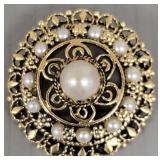 14k gold pin/ pendant s/w pearls: 10.8g, 14k gold pin/ pendant s/w pearls: 10.8g,