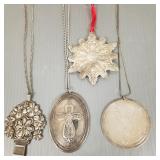 4 sterling silver ornaments, whistle, etc 4 sterling silver ornaments, whistle, etc