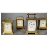 4 American brass carriage clocks: approx 4 1/4"H 4 American brass carriage clocks: approx 4 1/4"H