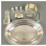 Gp Asst sterling silver items in oval bowl: Gp Asst sterling silver items in oval bowl: