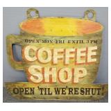 Folk art style hand painted Coffee Shop sign 32"H Folk art style hand painted Coffee Shop sign 32"H