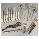 Gp incl flatware, silver chopsticks, skewers, Gp incl flatware, silver chopsticks, skewers,