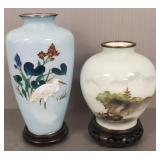 2 fine cloisonne vases w/ stands- 7 1/2" taller 2 fine cloisonne vases w/ stands- 7 1/2" taller
