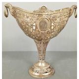 Ornate compote w/ glass liner, cherub & eagle Ornate compote w/ glass liner, cherub & eagle