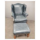 Sherrill leather upholstered wing back chair & Sherrill leather upholstered wing back chair &