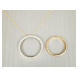 2 gold pcs: 14k small band & 10k diamond 2 gold pcs: 14k small band & 10k diamond