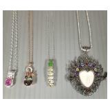 4 sterling silver pendant/ necklaces s/w colored 4 sterling silver pendant/ necklaces s/w colored