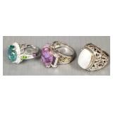 3 sterling silver rings s/w stones incl mojave 3 sterling silver rings s/w stones incl mojave