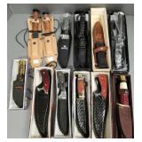13 Asst hunting, etc knives w/ sheaths incl Buck 13 Asst hunting, etc knives w/ sheaths incl Buck