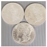3 U.S. Morgan silver dollars: 1879-O, 1880-O, 3 U.S. Morgan silver dollars: 1879-O, 1880-O,