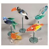 5 Swarovski colored crystal bird figures incl 5 Swarovski colored crystal bird figures incl