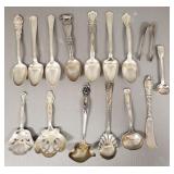 15 sterling silver spoons, etc- 10 toz total
