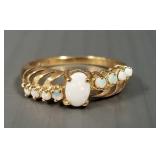 10k gold ring s/w opals: 1.8g, size 7