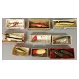 10 vintage fishing lures: Asst makers incl Heddon