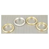 Four- 14k gold rings: 2.9g total, sizes 5 to 7