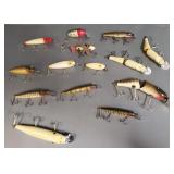15 vintage fishing lures incl Creek Chub,