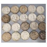 20 U.S. silver Franklin 1/2 dollars