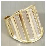 14k 2-tone gold ring: 3.8g, adjustable size-