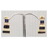 14k gold earrings s/w sapphires & diamonds: