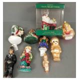9 Radko glass character ornaments incl Charlie