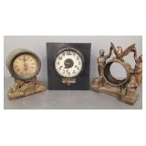 3 clocks: Reliance time switch 9"x 10", Seth