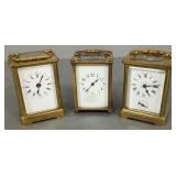 3 antique French brass carriage clocks-