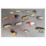 15 vintage fishing lures incl mice, side hook, etc