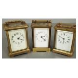 3 antique French brass carriage clocks-