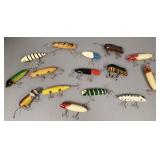 15 vintage fishing lures incl mice, etc-