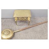 2 brass items: New England bed warmer 50"L &
